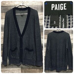 Paige Cardigan Sweater Men’s S Blue Waffle Knit Button Front